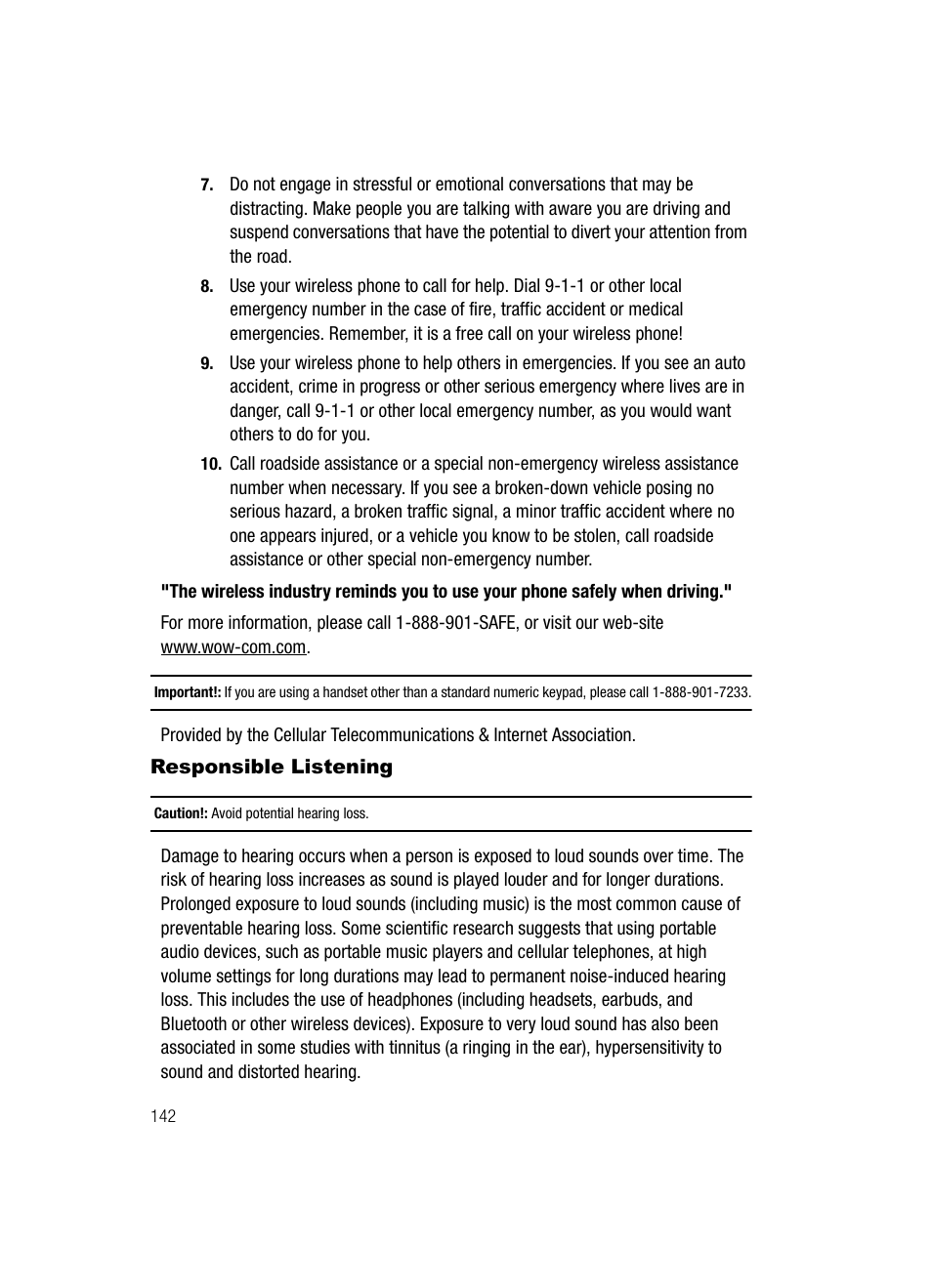 Responsible listening | Samsung SGH-T639LSATMB User Manual | Page 143 / 162