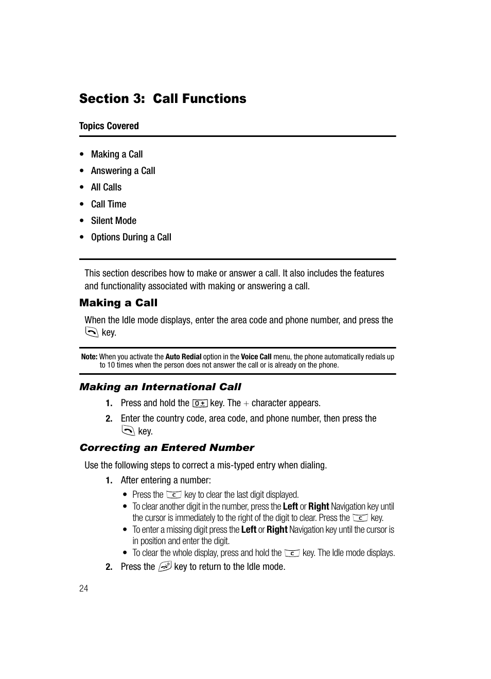 Section 3: call functions, Making a call | Samsung SGH-T639LSATMB User Manual | Page 25 / 162