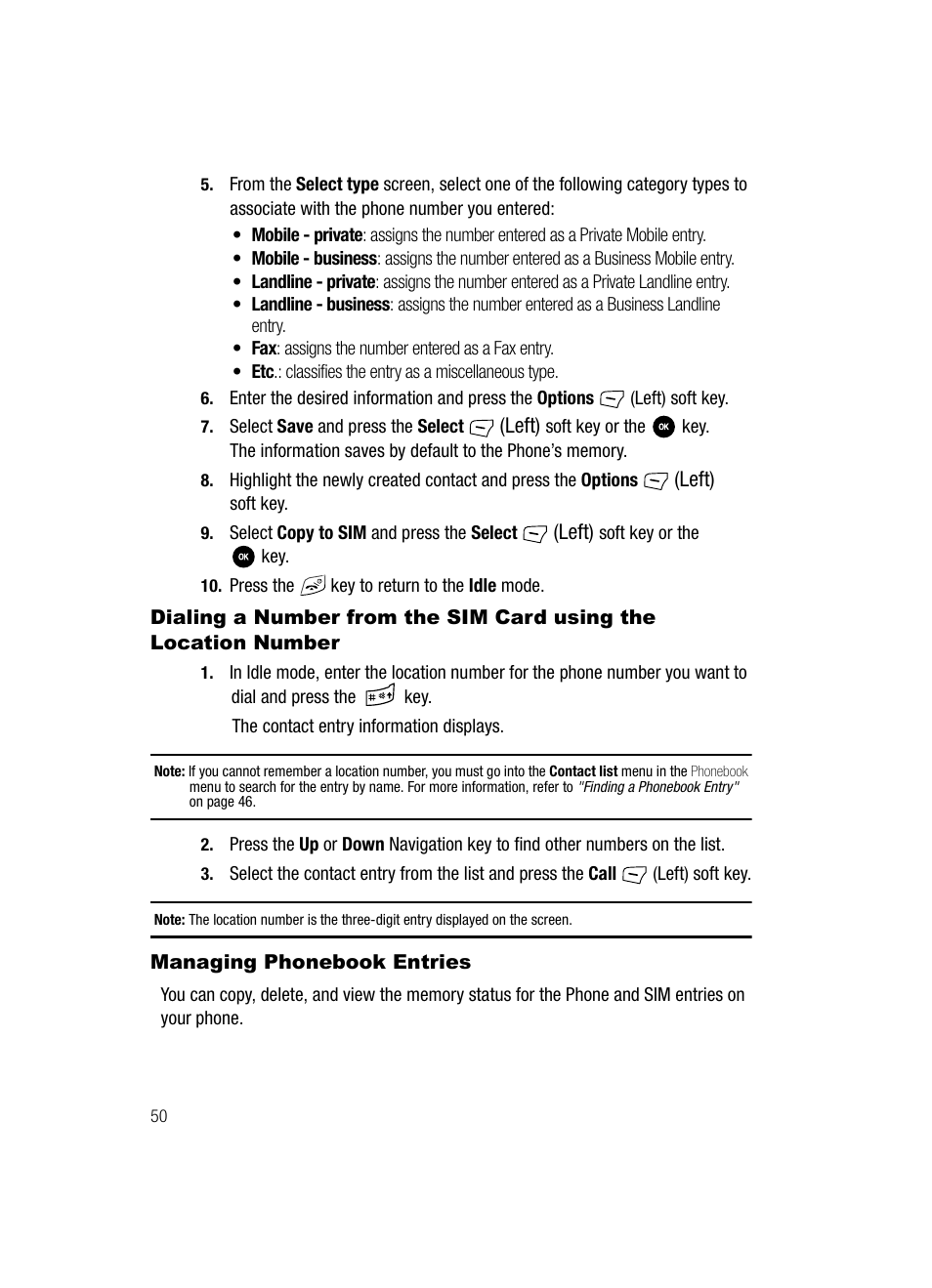 Managing phonebook entries | Samsung SGH-T639LSATMB User Manual | Page 51 / 162