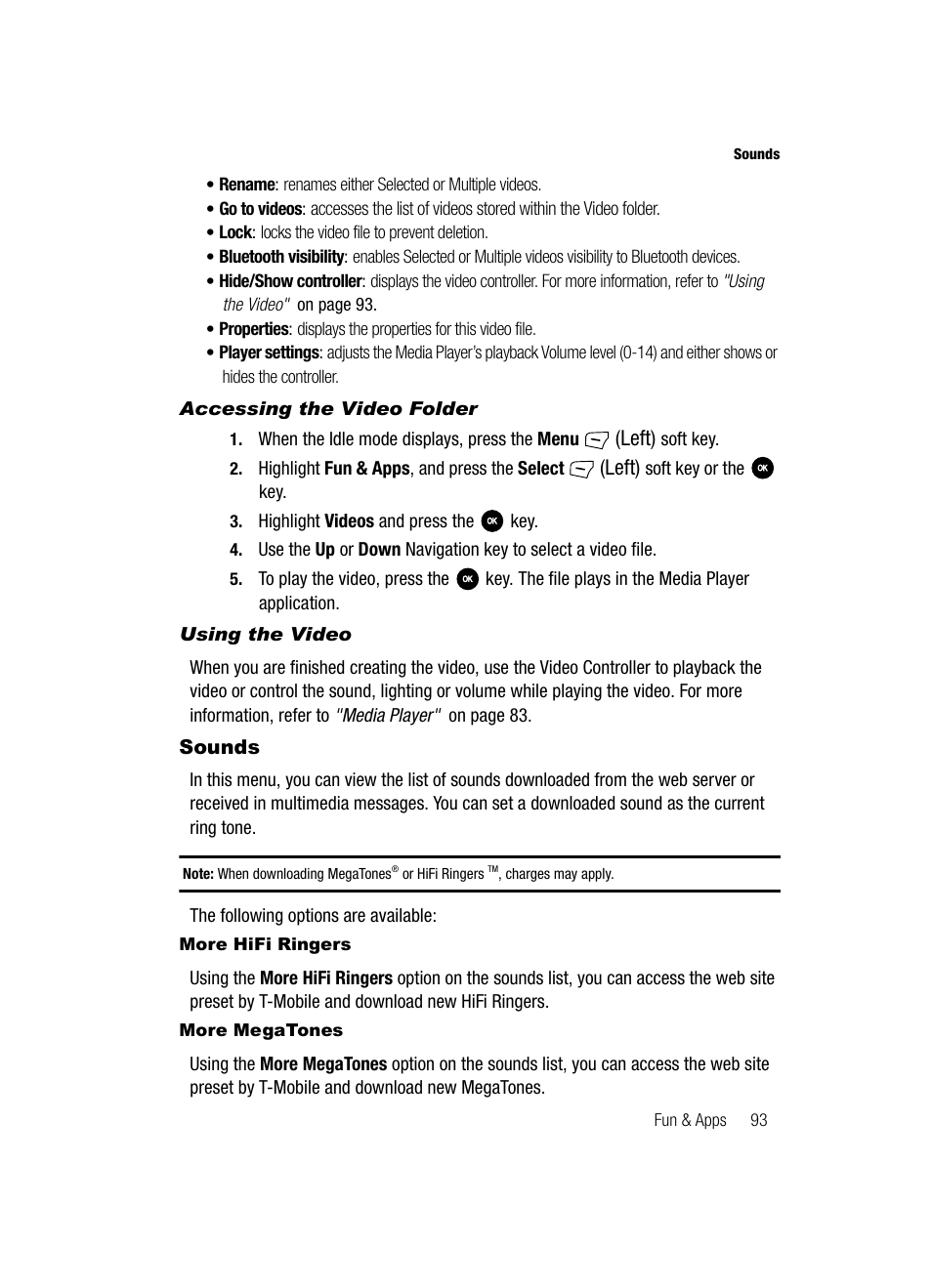 Sounds | Samsung SGH-T639LSATMB User Manual | Page 94 / 162