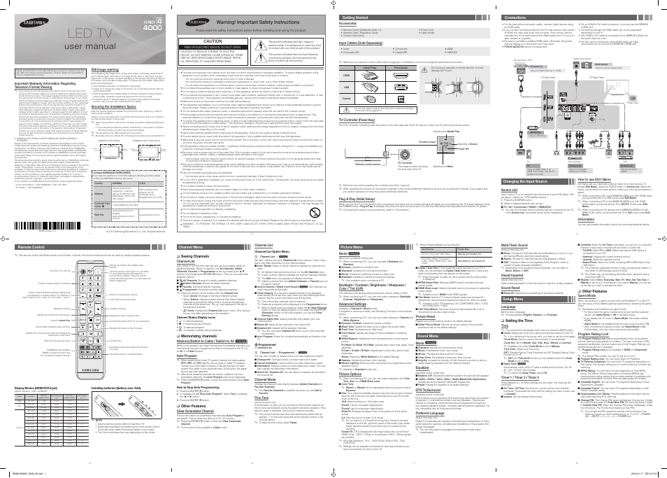 Samsung UN28H4000AFXZA User Manual | 2 pages