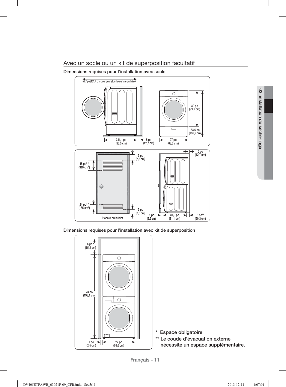 Français - 11 | Samsung DV393GTPAWR-A1 User Manual | Page 101 / 136