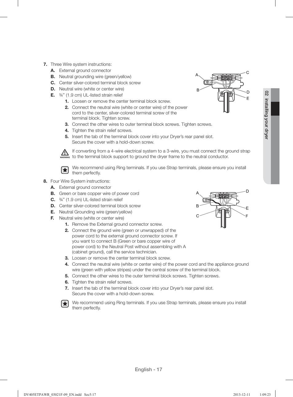 Samsung DV393GTPAWR-A1 User Manual | Page 17 / 136