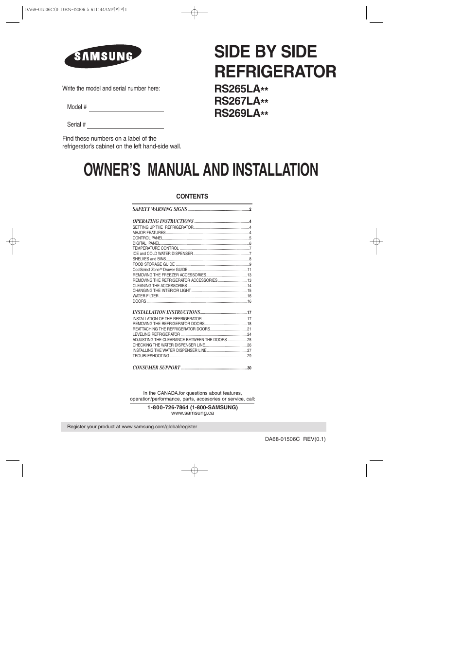 Samsung RS267LASH-XAA User Manual | 32 pages