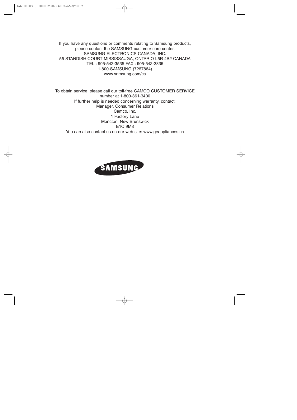 Samsung RS267LASH-XAA User Manual | Page 32 / 32