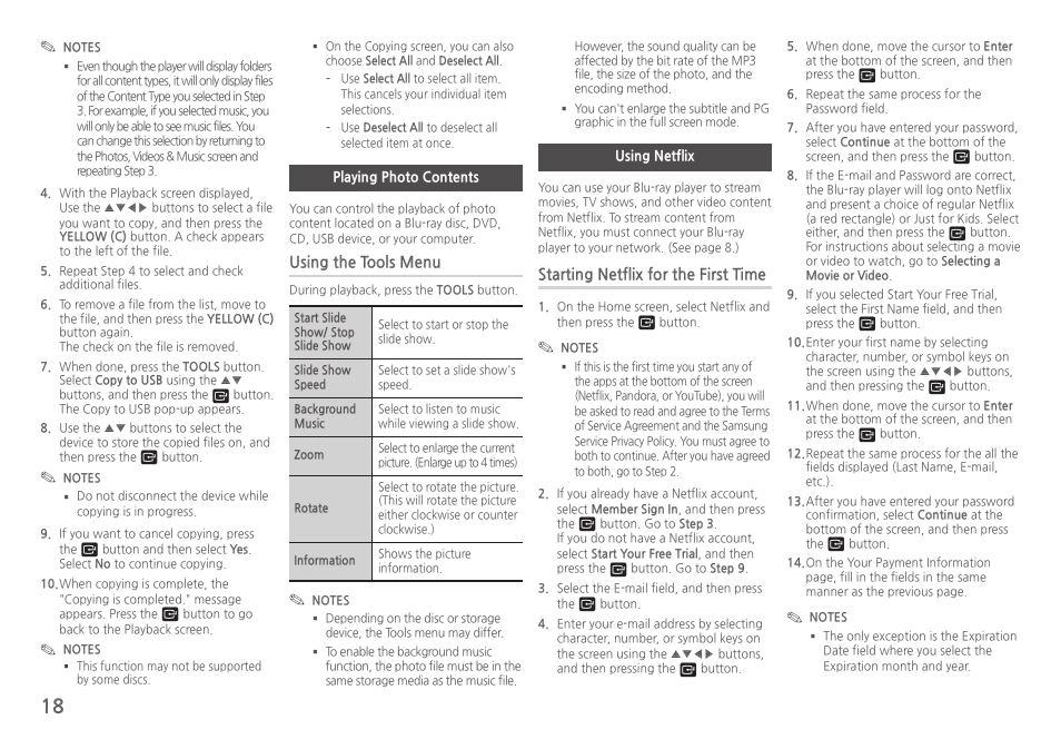 Playing photo contents, Using netflix | Samsung BD-HM51-ZA User Manual | Page 18 / 26