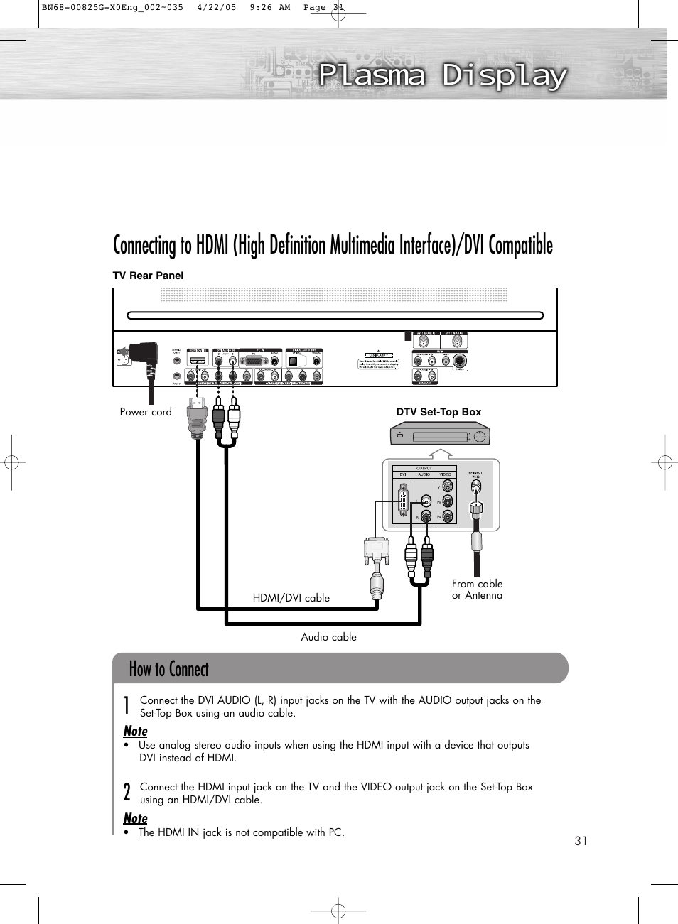 How to connect | Samsung HPR5072X-XAA User Manual | Page 31 / 146