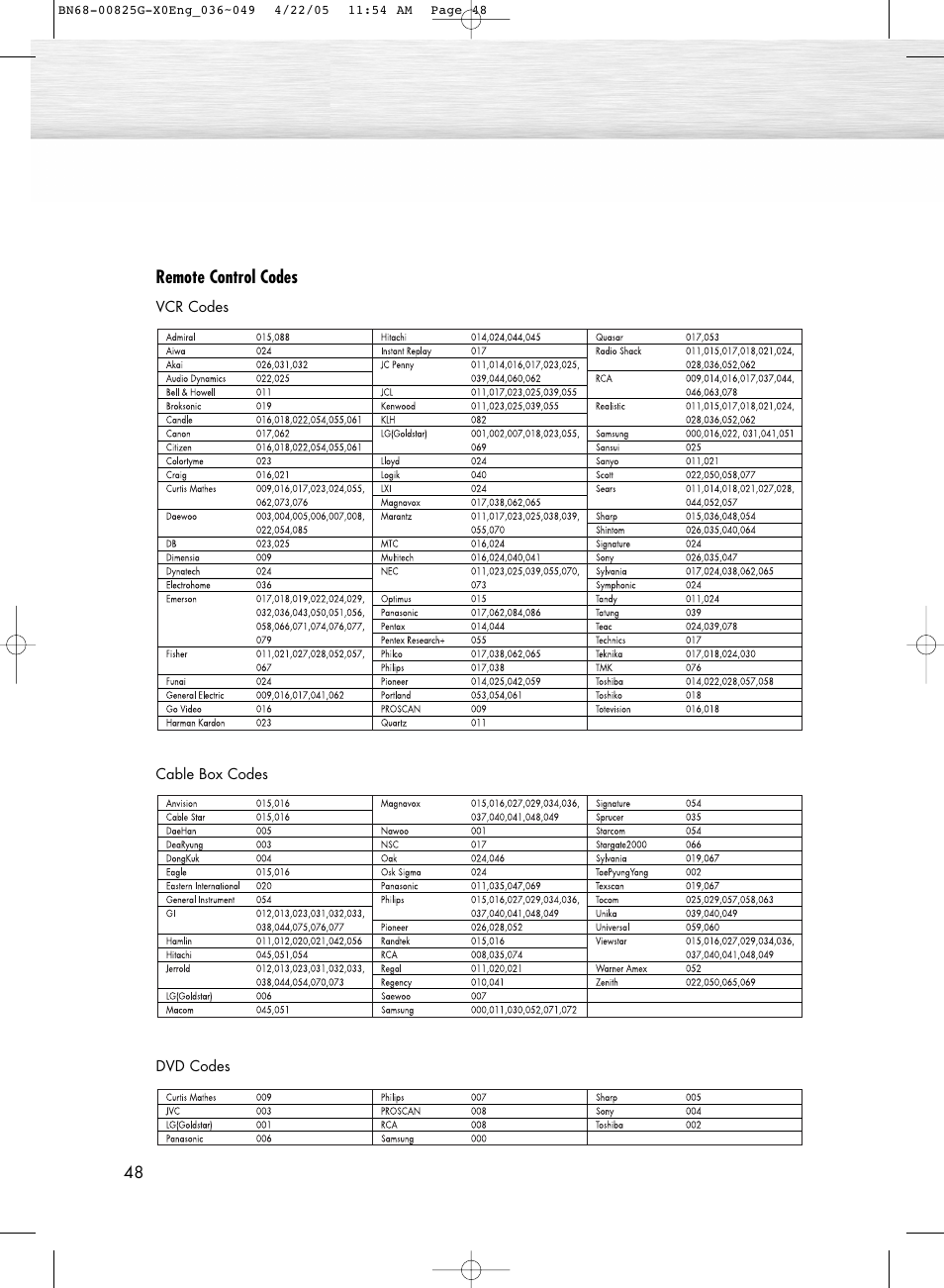 Samsung HPR5072X-XAA User Manual | Page 48 / 146
