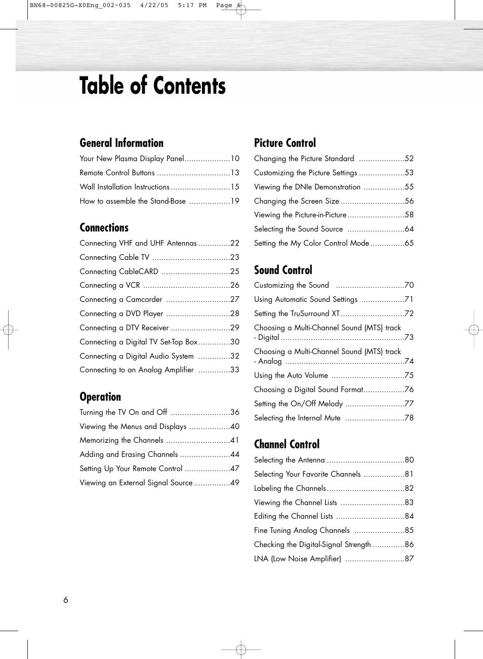 Samsung HPR5072X-XAA User Manual | Page 6 / 146
