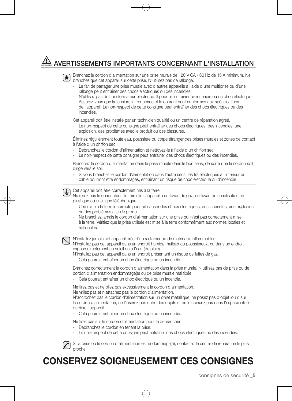 Conservez soigneusement ces consignes | Samsung WA456DRHDSU-AA User Manual | Page 49 / 132