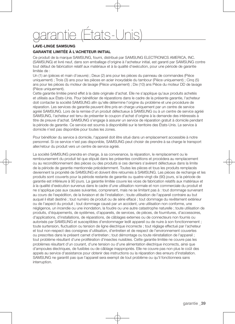 Garantie (états-unis) | Samsung WA456DRHDSU-AA User Manual | Page 83 / 132