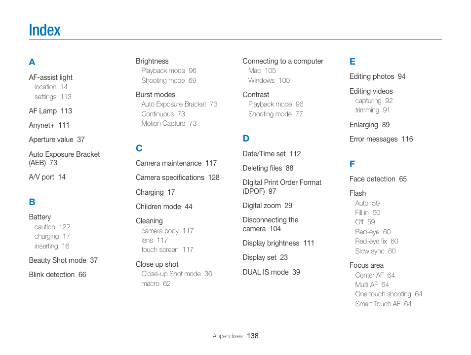 Index | Samsung EC-ST700ZBPGPA User Manual | Page 139 / 143