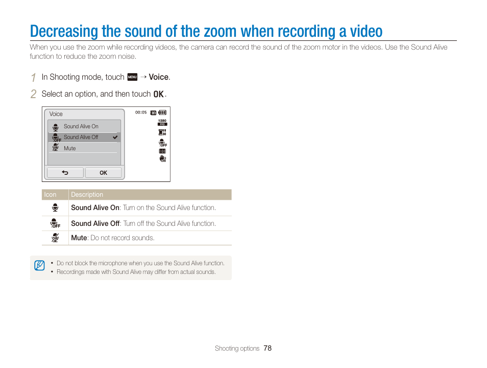 Decreasing the sound of the zoom when, Recording a video | Samsung EC-ST700ZBPGPA User Manual | Page 79 / 143