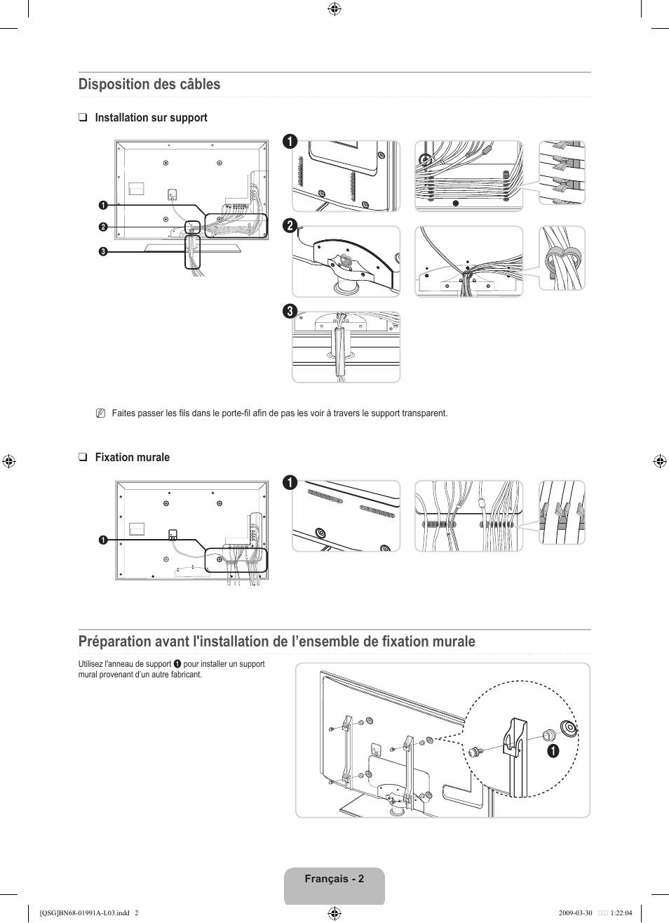 Disposition des câbles | Samsung UN46B7100WFUZA User Manual | Page 14 / 20