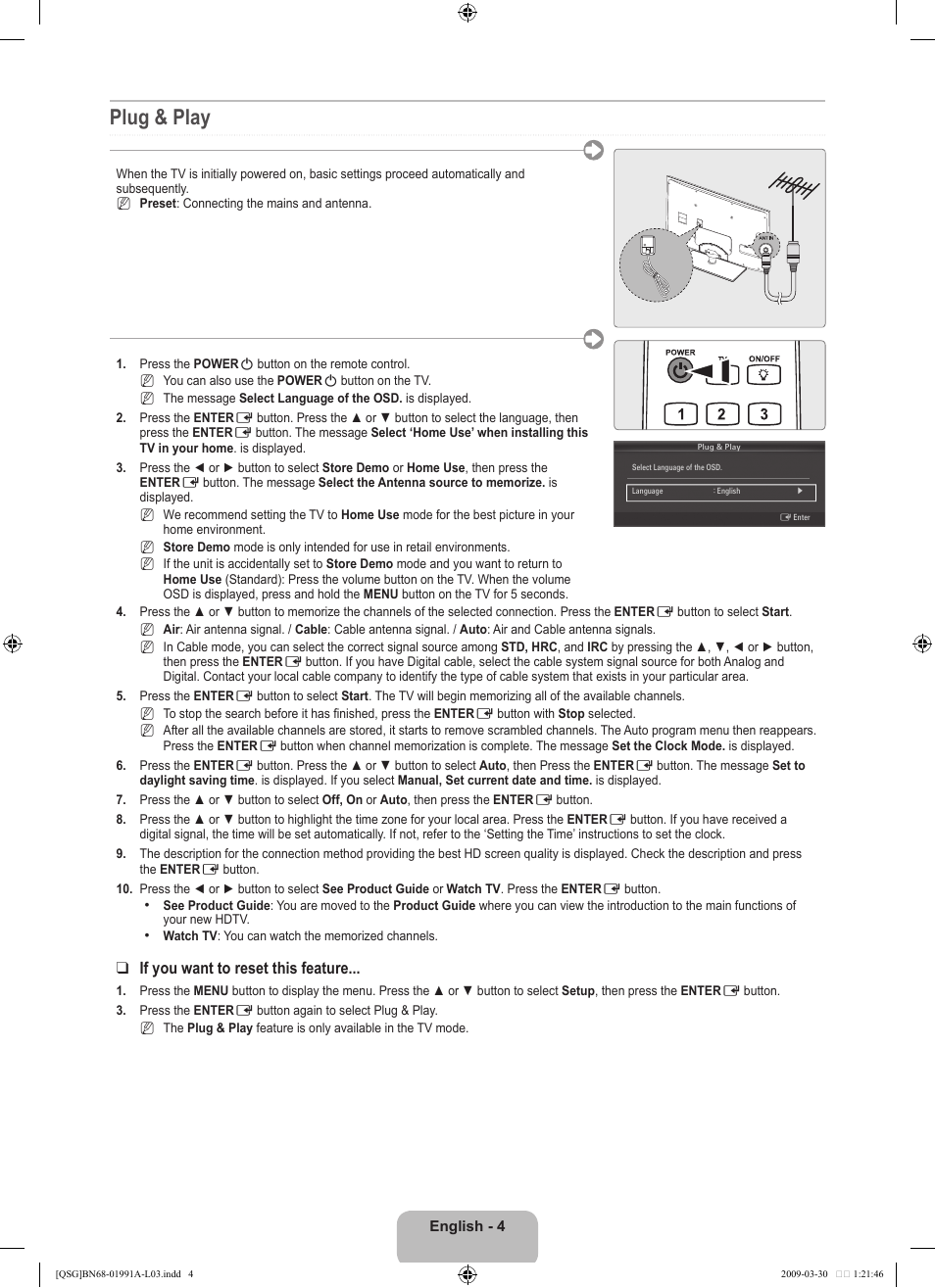 Plug & play | Samsung UN46B7100WFUZA User Manual | Page 4 / 20