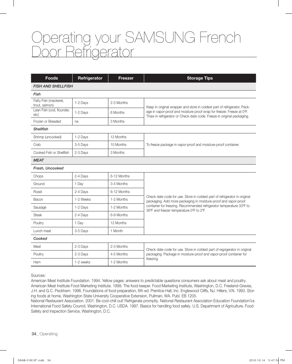 Operating your samsung french door refrigerator | Samsung RF266AEPN-XAA User Manual | Page 34 / 40