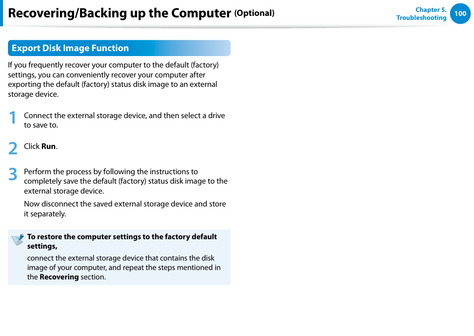 Recovering/backing up the computer | Samsung DP700A7D-S02US User Manual | Page 101 / 134