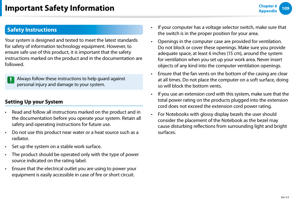 Important safety information | Samsung DP700A7D-S02US User Manual | Page 110 / 134