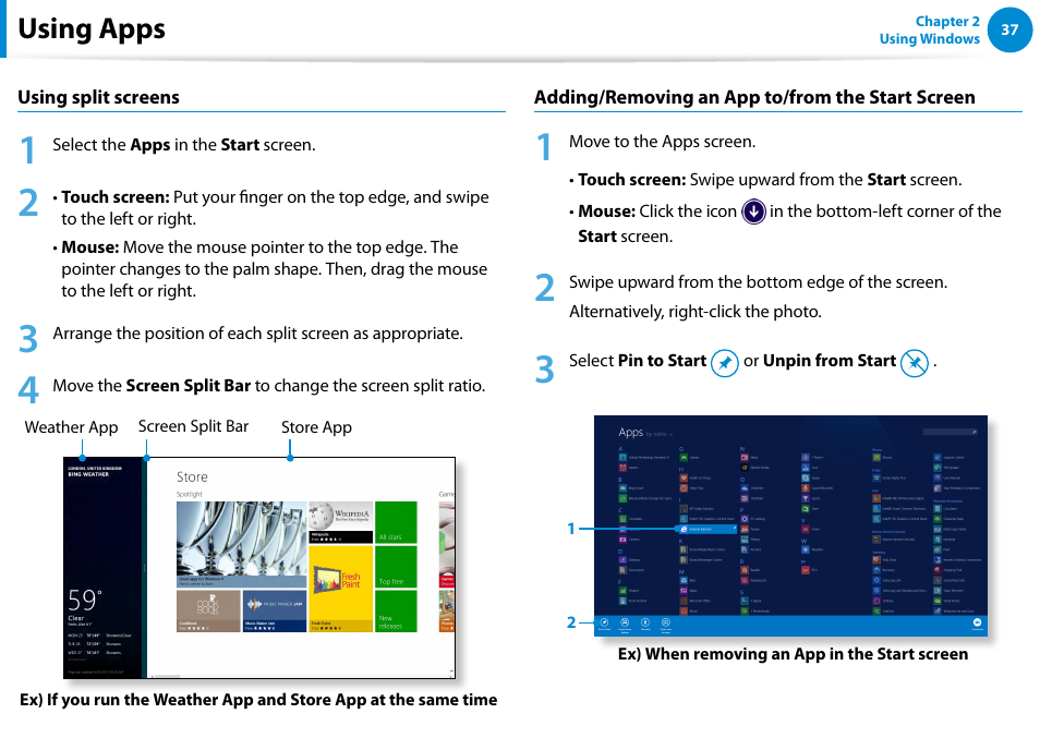 Using apps | Samsung DP700A7D-S02US User Manual | Page 38 / 134