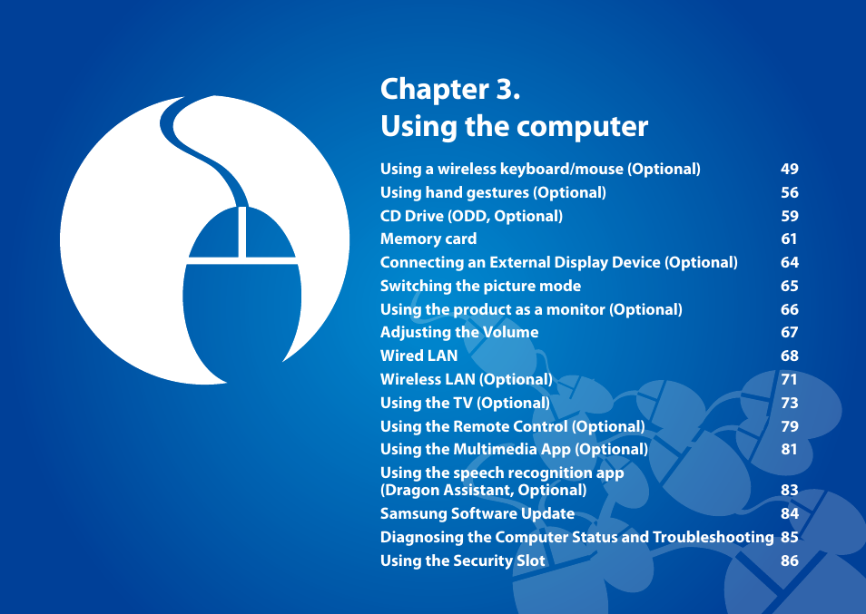 Chapter 3. using the computer | Samsung DP700A7D-S02US User Manual | Page 49 / 134