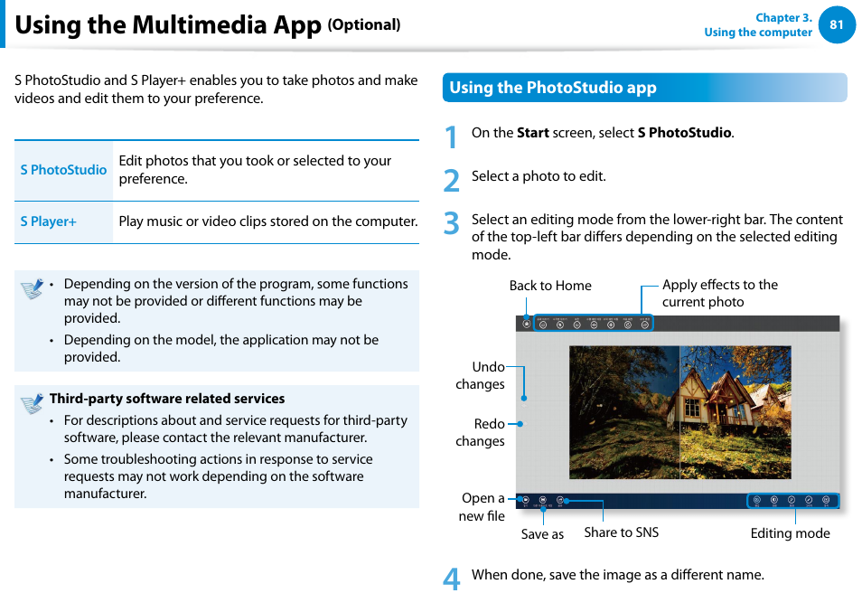 Using the multimedia app (optional), Using the multimedia app | Samsung DP700A7D-S02US User Manual | Page 82 / 134