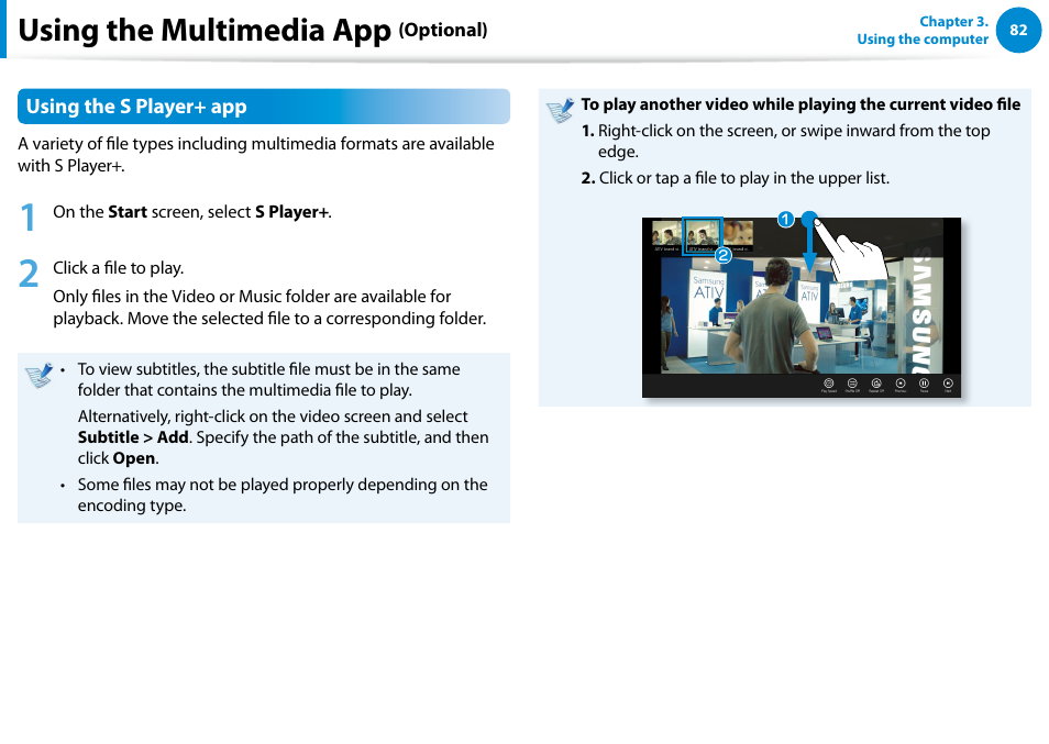 Using the multimedia app | Samsung DP700A7D-S02US User Manual | Page 83 / 134