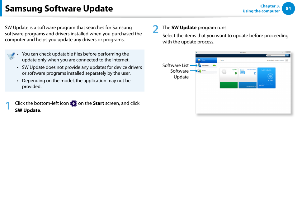 Samsung software update | Samsung DP700A7D-S02US User Manual | Page 85 / 134