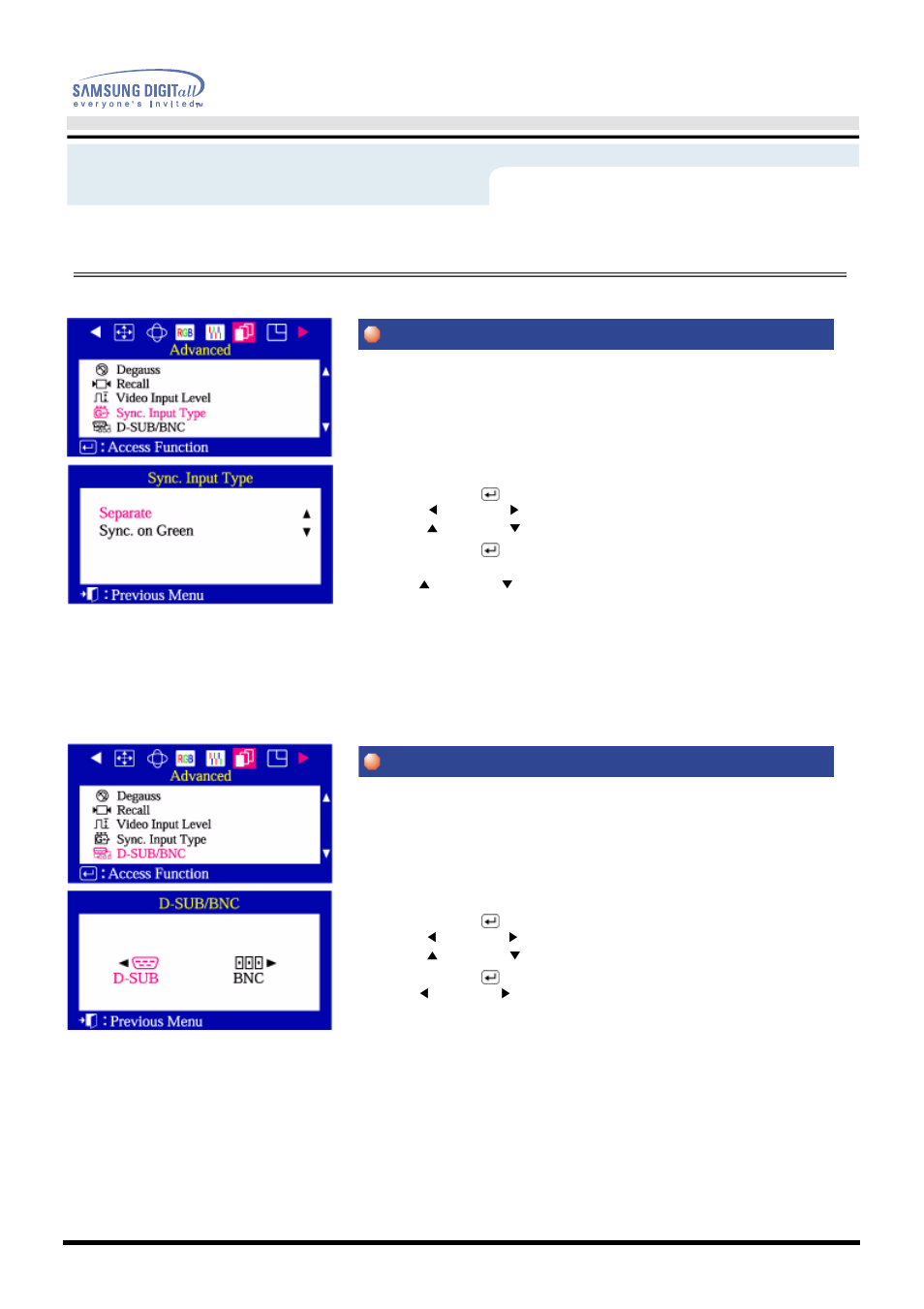 On-screen display, D-sub/bnc(option) sync. input type(option), User’s manual 35 | Menu, How to adjust | Samsung AQ19FSBU User Manual | Page 37 / 72