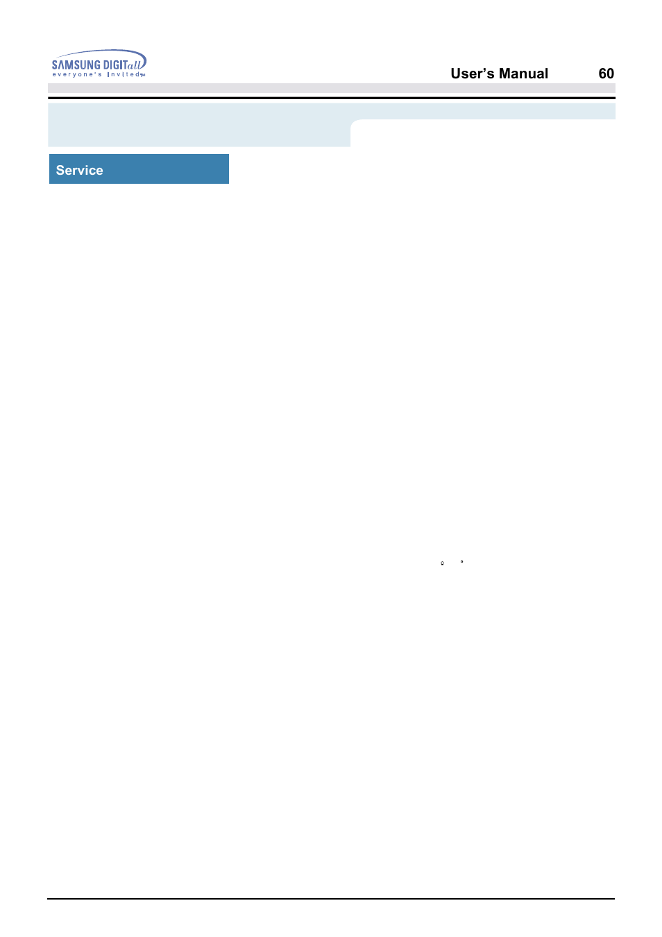 Information, User’s manual 6 0, Service | Peru | Samsung AQ19FSBU User Manual | Page 62 / 72