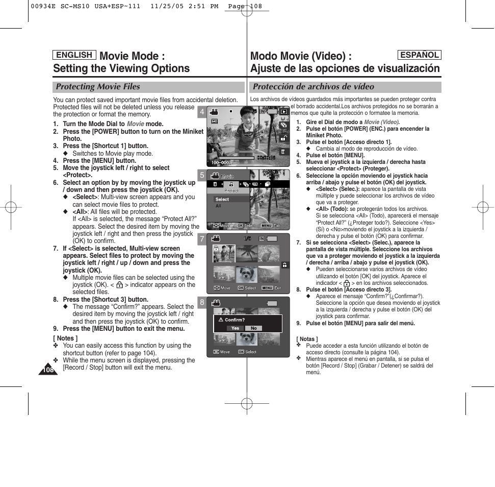 Movie mode : setting the viewing options | Samsung HMX-S10BN-XAC User Manual | Page 108 / 156