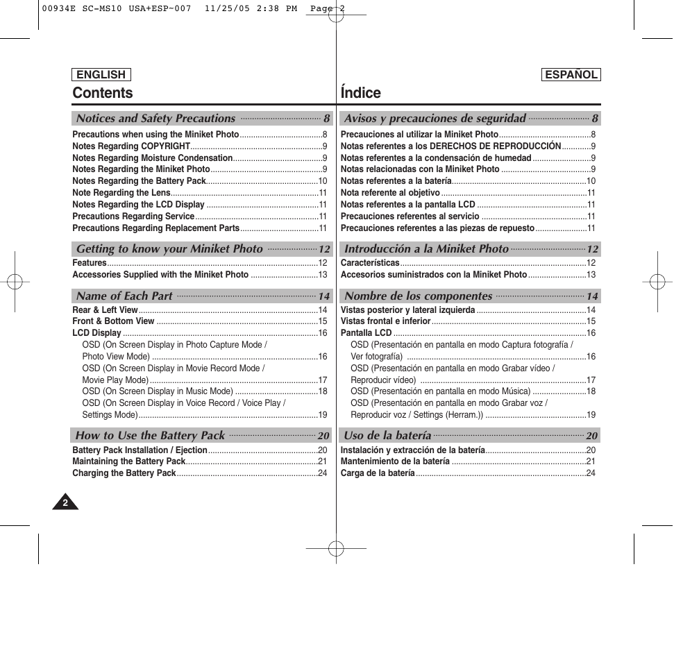 Contents índice | Samsung HMX-S10BN-XAC User Manual | Page 2 / 156