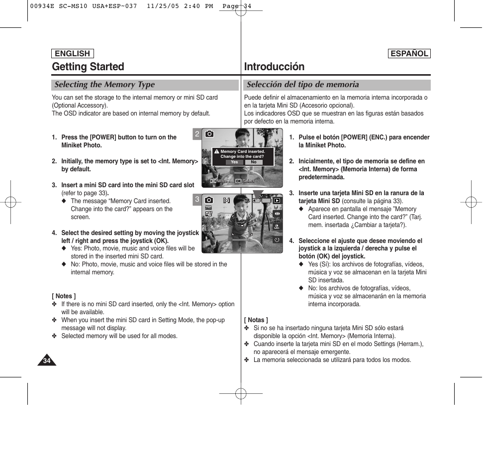 Introducción, Getting started | Samsung HMX-S10BN-XAC User Manual | Page 34 / 156