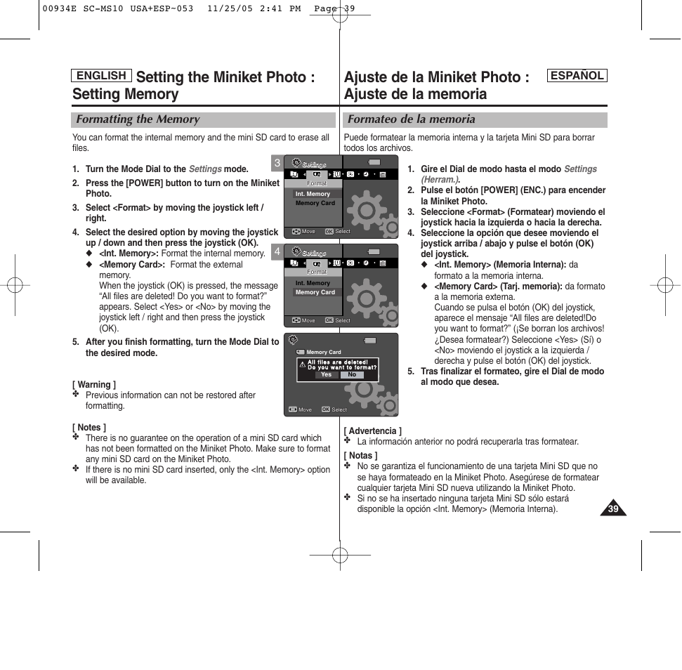 Español, English | Samsung HMX-S10BN-XAC User Manual | Page 39 / 156