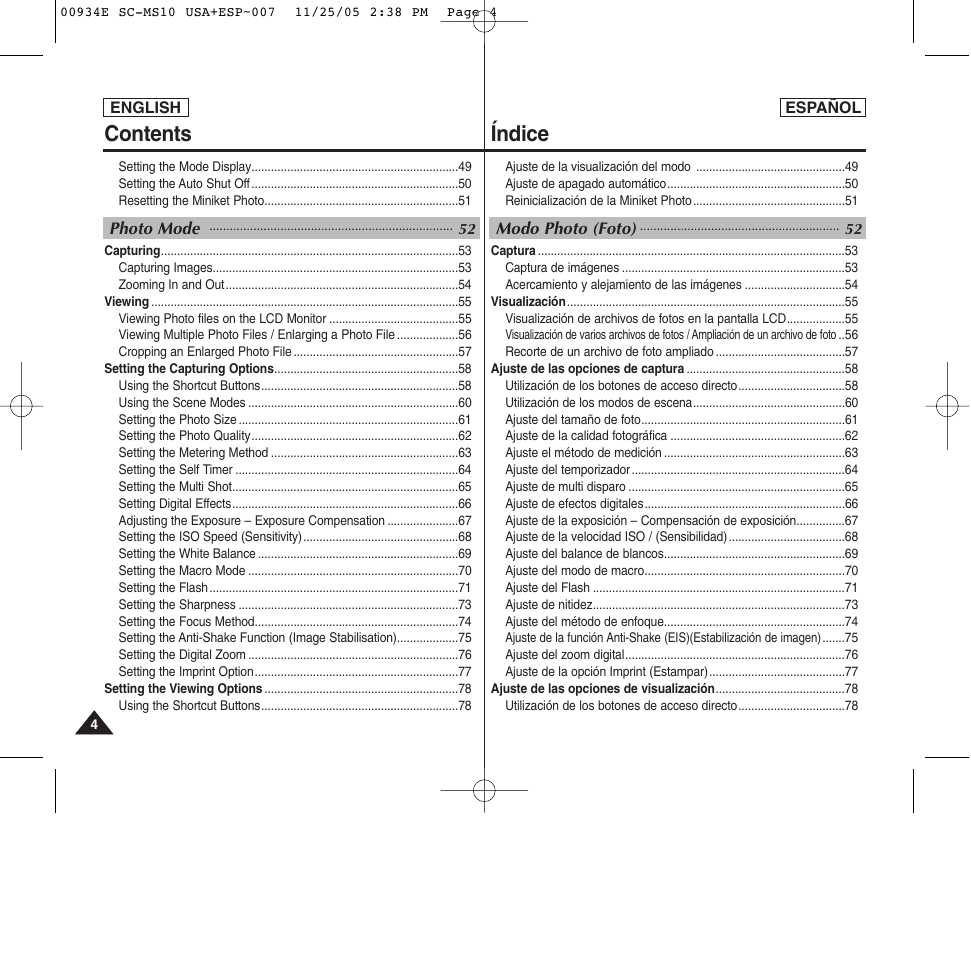 Contents índice | Samsung HMX-S10BN-XAC User Manual | Page 4 / 156