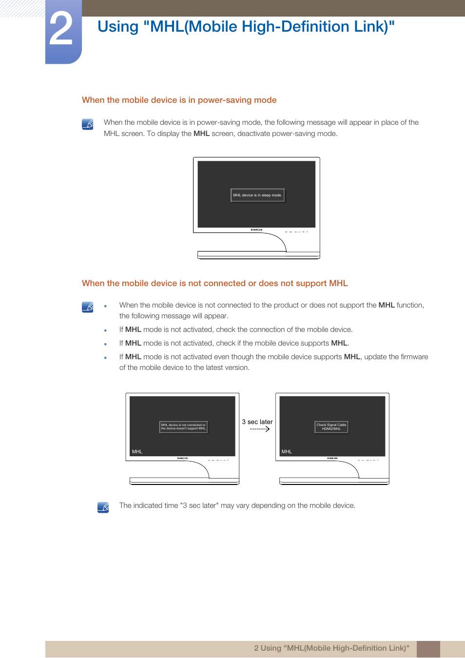 Using "mhl(mobile high-definition link) | Samsung LS24B750VSG-ZA User Manual | Page 27 / 94