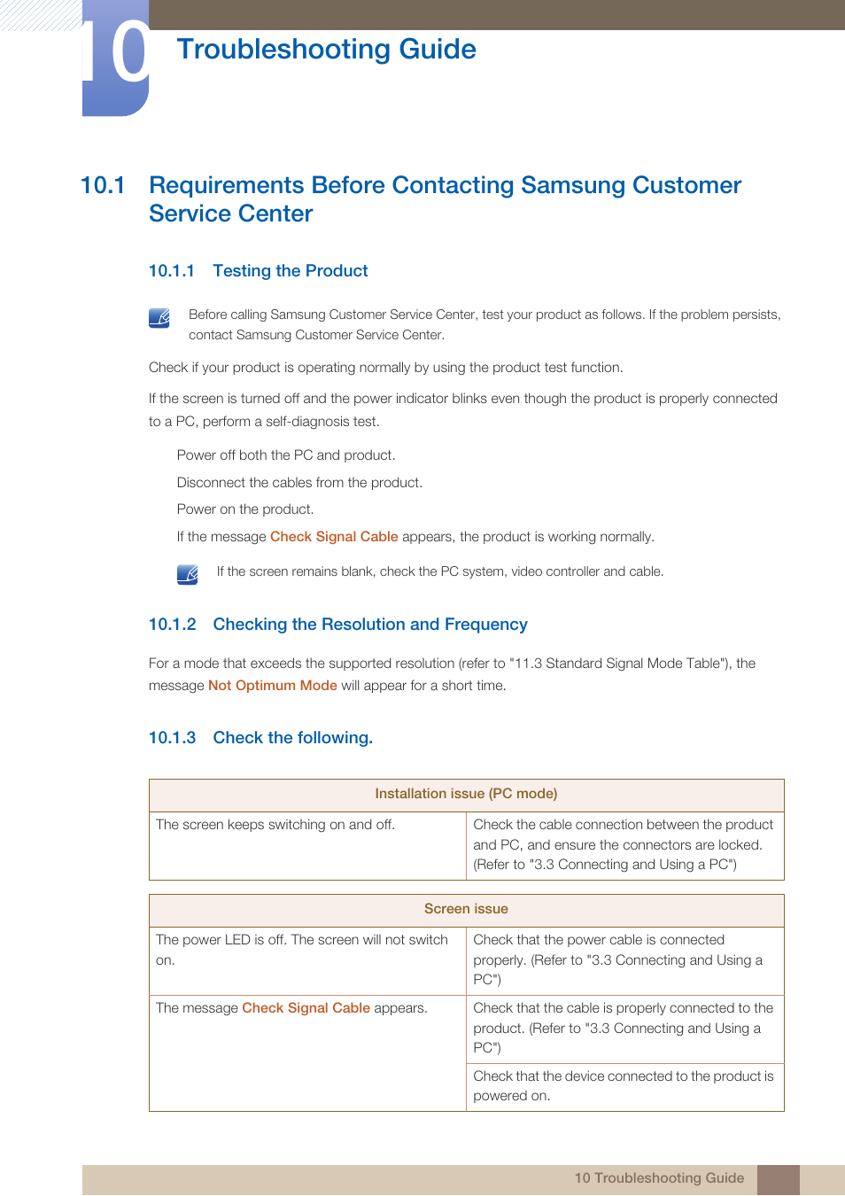 Troubleshooting guide, 1 testing the product, 2 checking the resolution and frequency | 3 check the following, Troubleshooting, Guide, Testing the product, Checking the resolution and frequency, Check the following | Samsung LS24B750VSG-ZA User Manual | Page 74 / 94