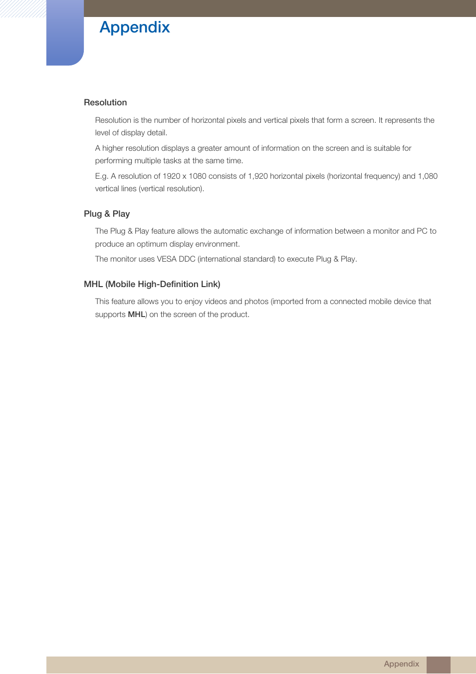 Appendix | Samsung LS24B750VSG-ZA User Manual | Page 92 / 94
