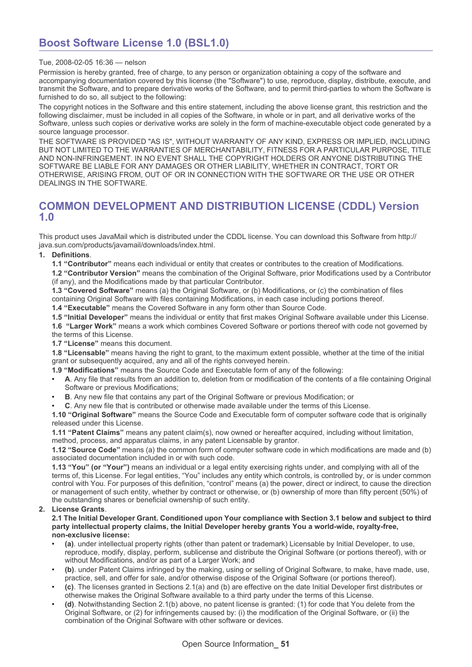 Boost software license 1.0 (bsl1.0) | Samsung SCX-6555N-XBG User Manual | Page 51 / 65