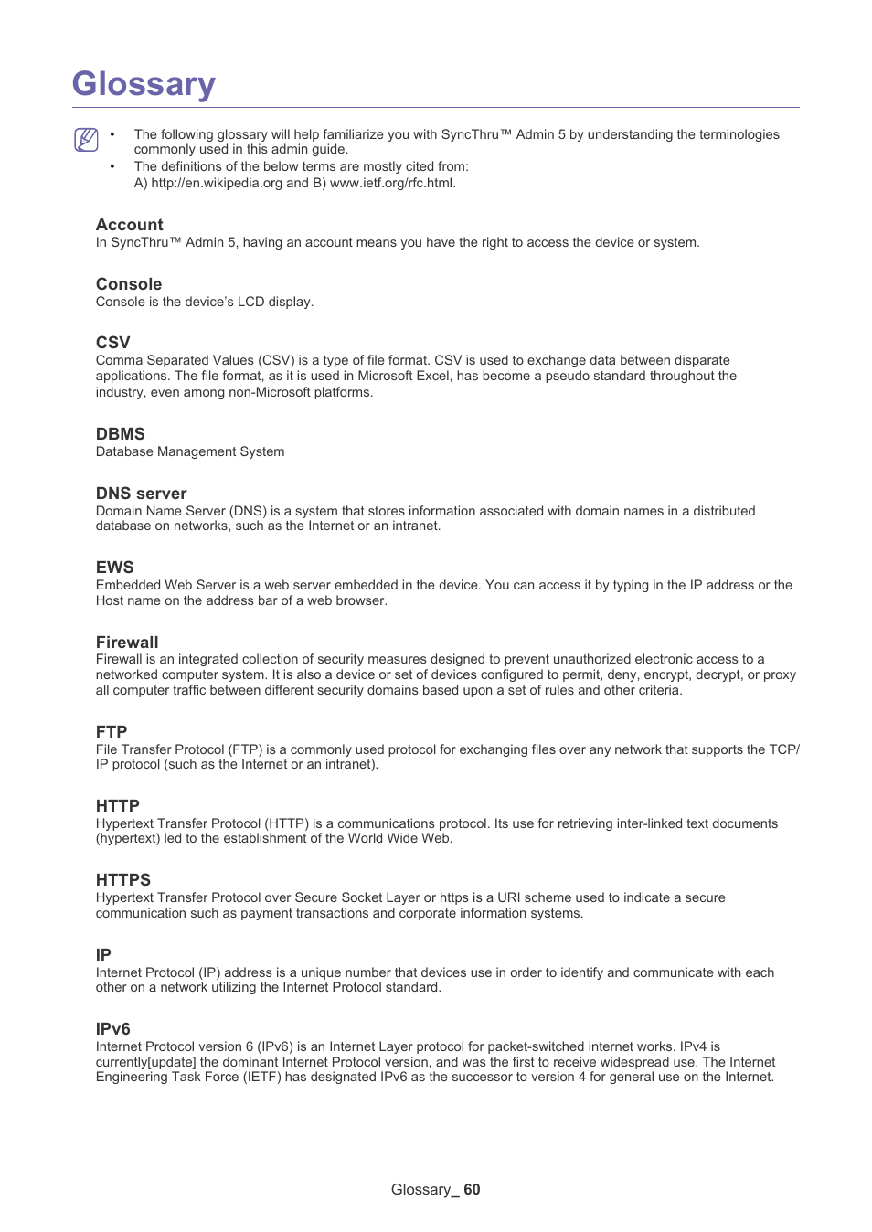 Glossary, Glossary/60 | Samsung SCX-6555N-XBG User Manual | Page 60 / 65