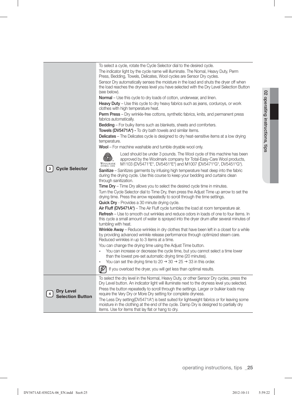 Samsung DV5451AGW-XAA User Manual | Page 25 / 80