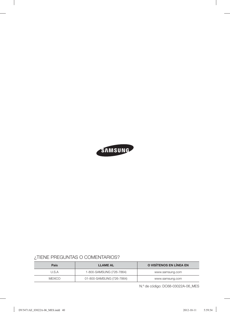Tiene preguntas o comentarios | Samsung DV5451AGW-XAA User Manual | Page 80 / 80