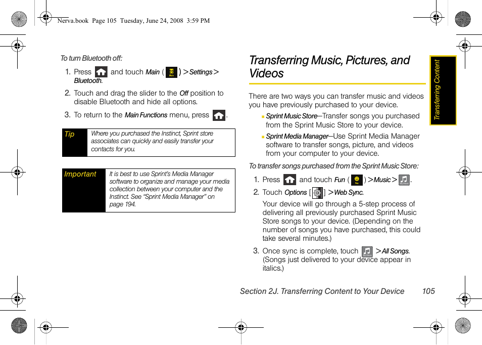 Transferring music, pictures, and videos | Samsung SPH-M800ZKASPR User Manual | Page 117 / 242