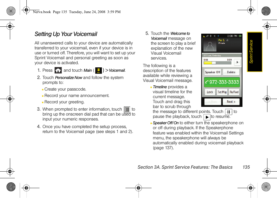 Setting up your voicemail | Samsung SPH-M800ZKASPR User Manual | Page 147 / 242