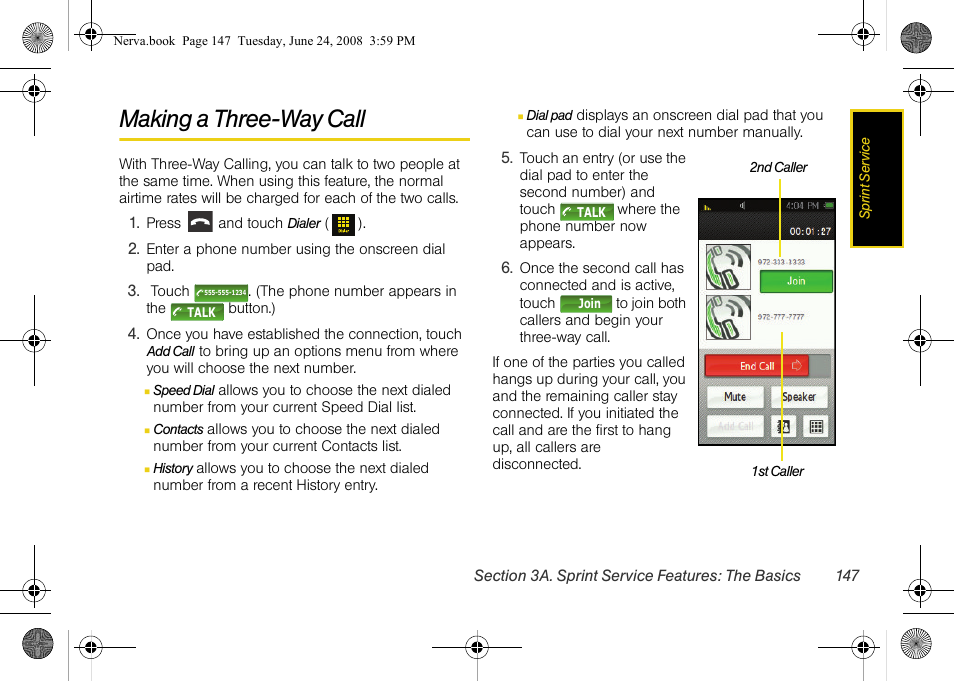Making a three-way call | Samsung SPH-M800ZKASPR User Manual | Page 159 / 242