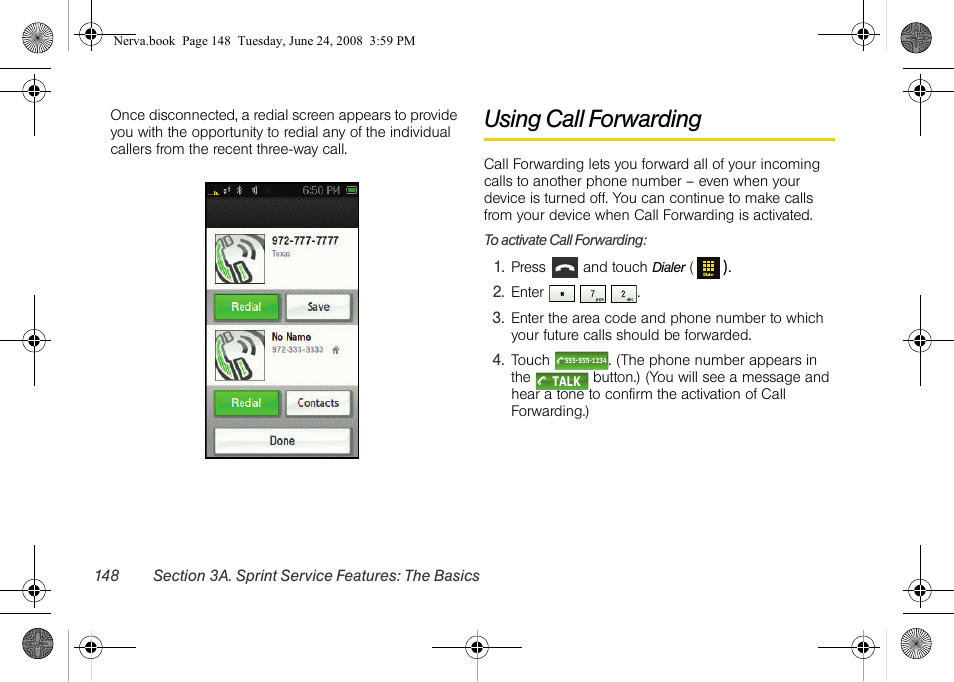 Using call forwarding | Samsung SPH-M800ZKASPR User Manual | Page 160 / 242
