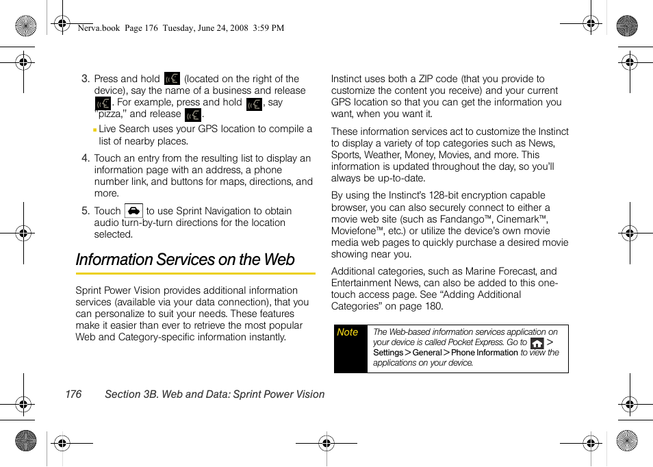 Information services on the web | Samsung SPH-M800ZKASPR User Manual | Page 188 / 242