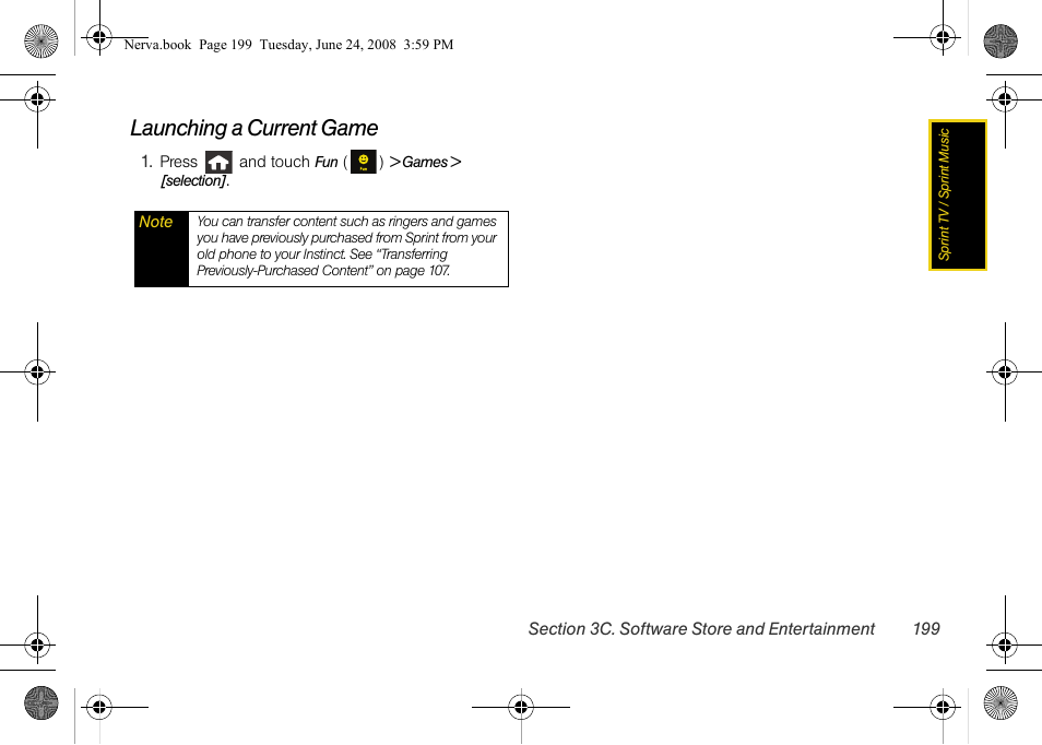 Launching a current game | Samsung SPH-M800ZKASPR User Manual | Page 211 / 242