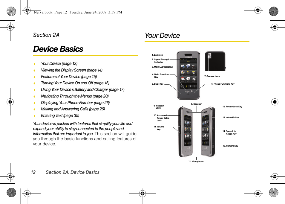 Device basics, Your device, 2a. device basics | Samsung SPH-M800ZKASPR User Manual | Page 24 / 242