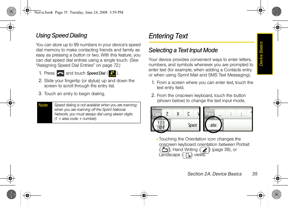 Using speed dialing, Entering text, Selecting a text input mode | Samsung SPH-M800ZKASPR User Manual | Page 47 / 242