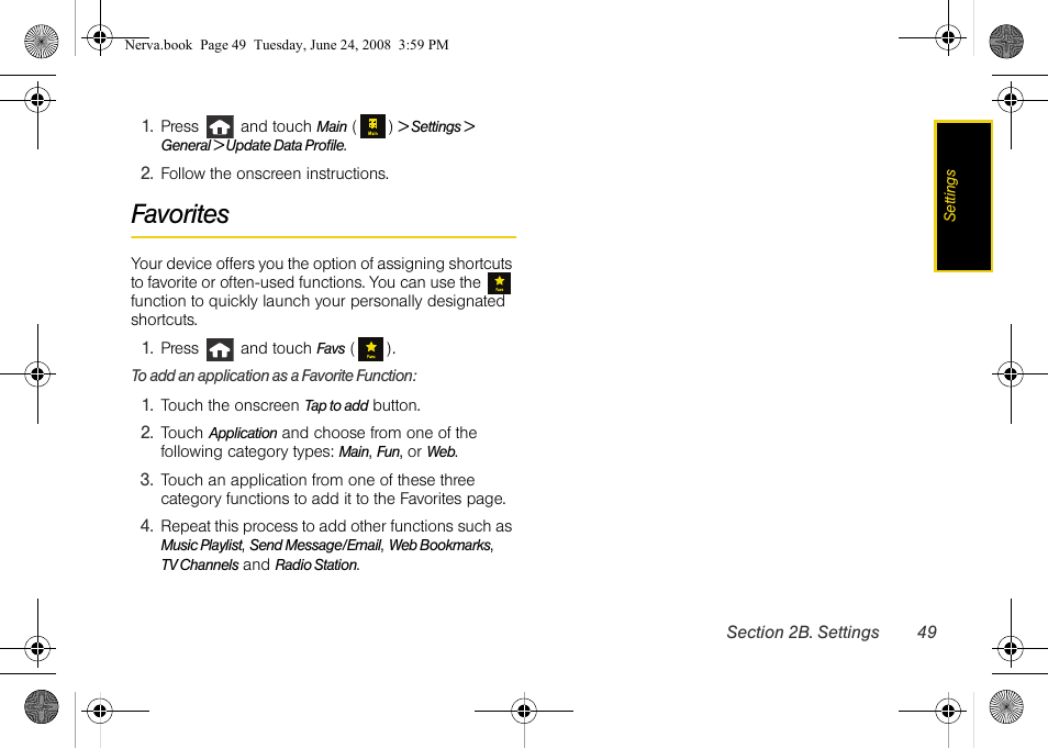 Favorites | Samsung SPH-M800ZKASPR User Manual | Page 61 / 242